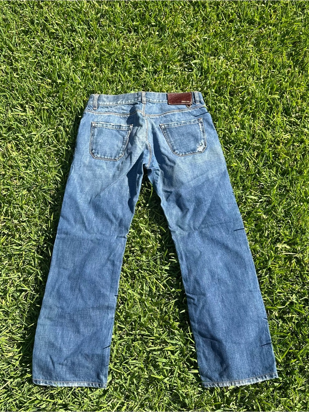 Prada Designer Luxury Blue Straight-Leg Classic Jeans Size 33 - Picture 5 of 10